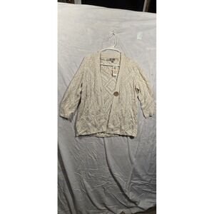 JM Collection Light Beige Metallic Cardigan Sweater Women's Size Small